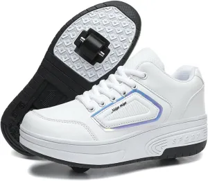Kids Roller Skates Shoes Sneakers for Boys & Girls, Diamond Skateboarding Shoe Parkour Shoes with 2-Wheels Unisex Retractable Skating Shoes for Children's Park Sports Walking