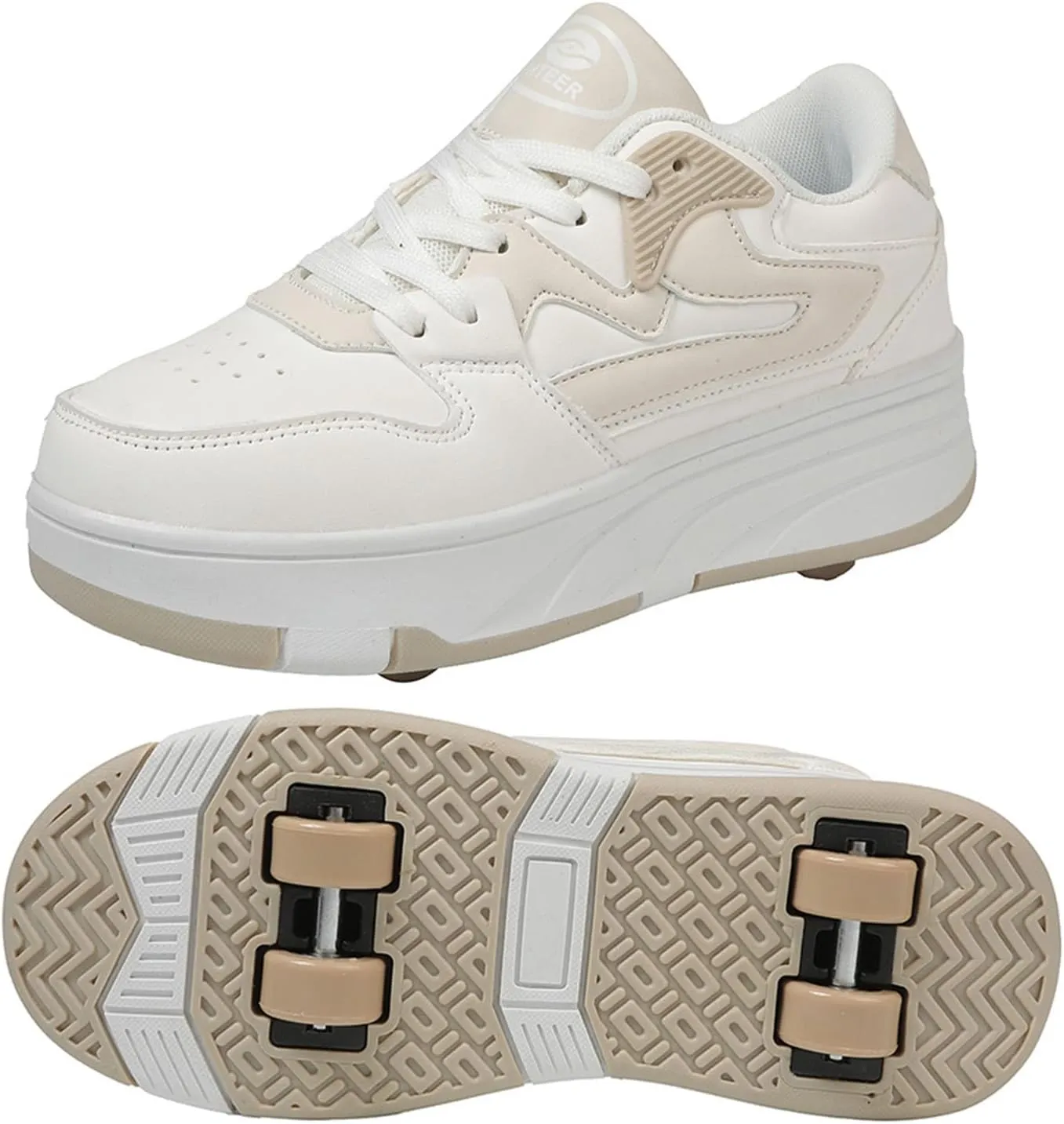 Kids Roller Skates Shoes Sneakers for Boys & Girls, Fashions Skateboarding Shoe Parkour Shoes with 4-Wheels Unisex Retractable Skating Shoes for Outdoor Sports Walking