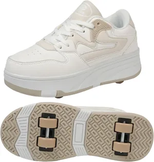 Kids Roller Skates Shoes Sneakers for Boys & Girls, Fashions Skateboarding Shoe Parkour Shoes with 4-Wheels Unisex Retractable Skating Shoes for Outdoor Sports Walking