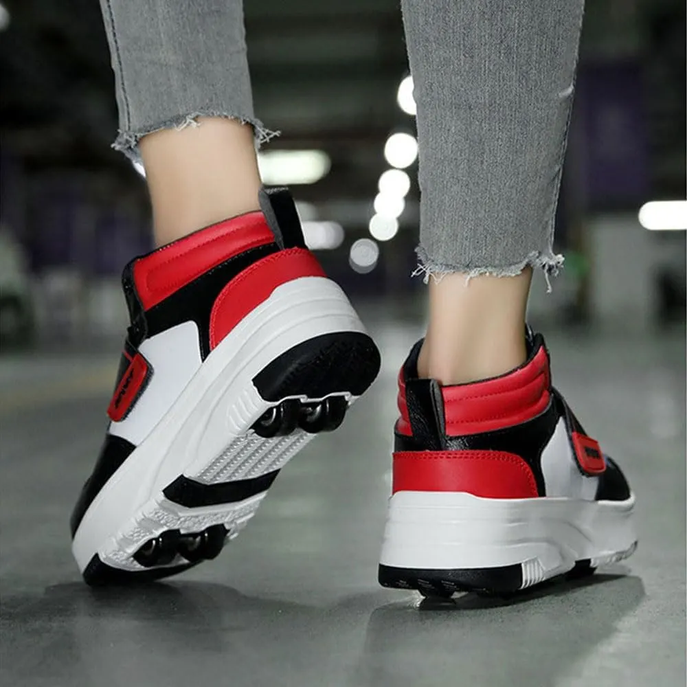 Kids Roller Skates Shoes Sneakers for Boys & Girls, Outdoor Parkour Shoes with 2 Wheels for Boys & Girls - Unisex Skateboarding Shoes Retractable Skating Shoes for Children's Park Sports Walking
