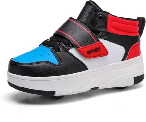 Kids Roller Skates Shoes Sneakers for Boys & Girls, Outdoor Parkour Shoes with 2 Wheels for Boys & Girls - Unisex Skateboarding Shoes Retractable Skating Shoes for Children's Park Sports Walking