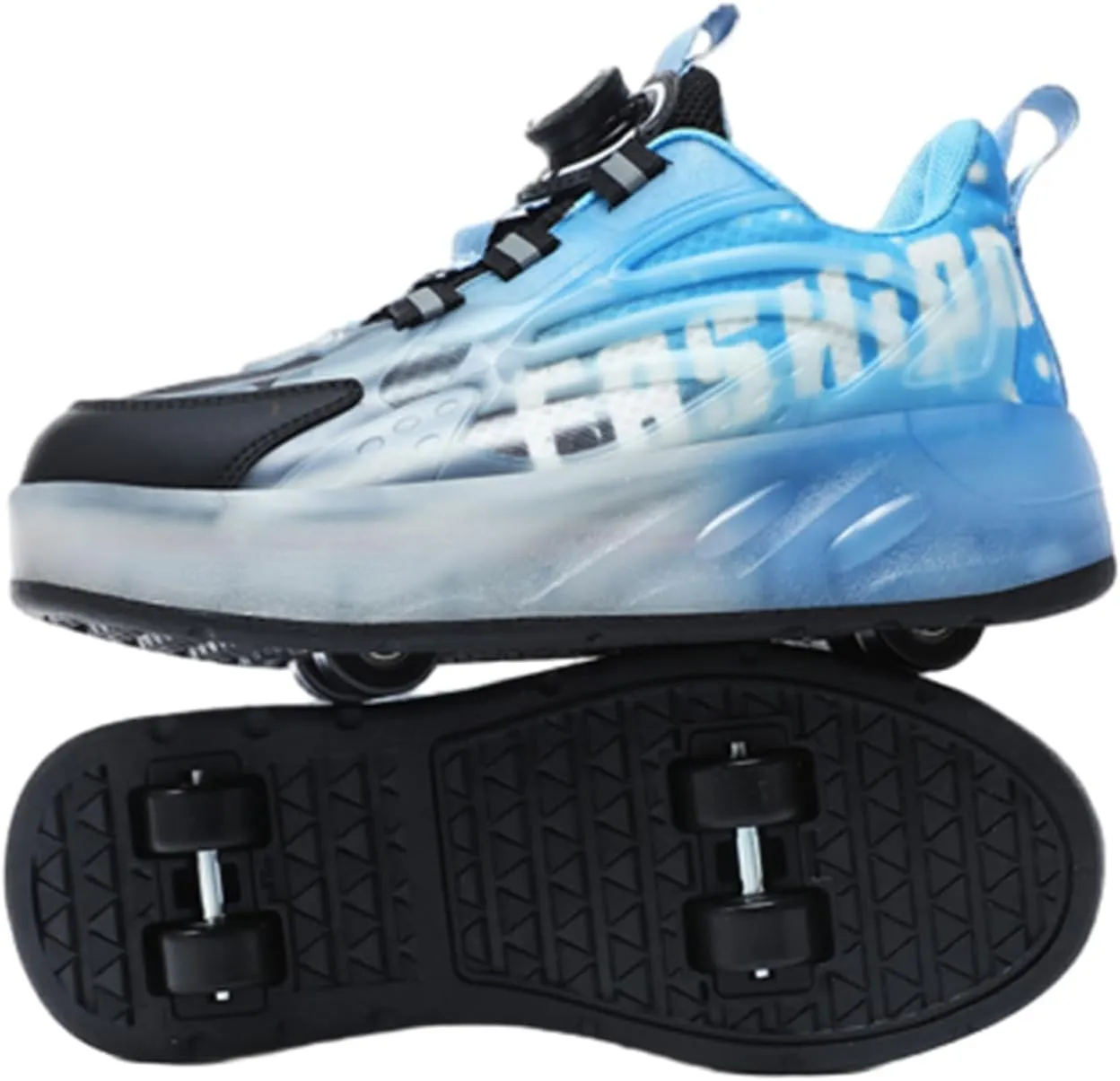Kids Roller Skates Shoes Sneakers for Boys & Girls, Outdoor Parkour Shoes with 2 Wheels Unisex Skateboarding Shoe Retractable Skating Shoes for Children's Park Walking Sports