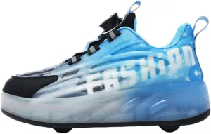 Kids Roller Skates Shoes Sneakers for Boys & Girls, Outdoor Parkour Shoes with 2 Wheels Unisex Skateboarding Shoe Retractable Skating Shoes for Children's Park Walking Sports