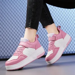 Kids Roller Skates Shoes Sneakers for Boys & Girls, Outdoor Parkour Shoes with 2-Wheels Unisex Skateboarding Shoe Retractable Skating Shoes for Children's Students Sports Walking