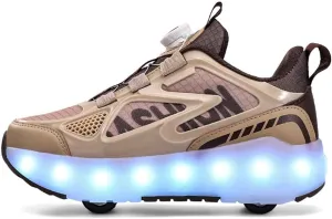 Kids Roller Skates Shoes Sneakers for Boys & Girls, Outdoor Parkour Shoes with 4 Wheels Unisex Skateboarding Shoes Retractable Skating Shoes for Children's Sports Walking