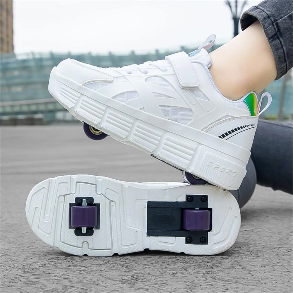 Kids Roller Skates Shoes Sneakers for Boys & Girls, Outdoor Skateboarding Shoe with 2-Wheels Fashion Parkour Shoes Unisex Retractable Skating Shoes for Children's Park Sports Walking