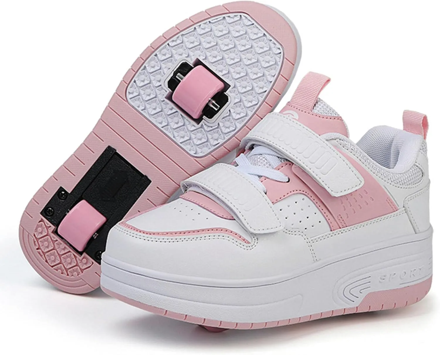 Kids Roller Skates Shoes Sneakers for Boys & Girls, Skateboarding Shoe Fashion Parkour Shoes with 2-Wheels Unisex Retractable Skating Shoes for Children's Park Sports Walking