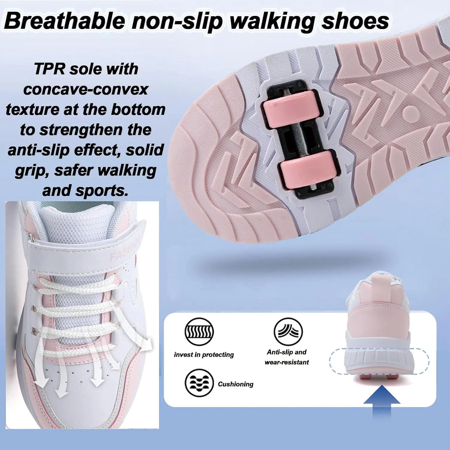 Kids Roller Skates Shoes Sneakers for Boys & Girls, Skateboarding Shoe Fashion Parkour Shoes with 4-Wheels Unisex Retractable Skating Shoes for Adolescents Park Sports Walking