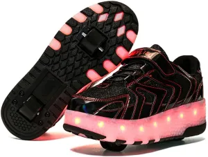 Kids Roller Skates Shoes Sneakers for Boys & Girls, USB Recharge Multiple Colour LED Automatic Retrectable Technical Skateboarding Skates for Light up Shiny Sneakers for Boys Girls Novel Gift
