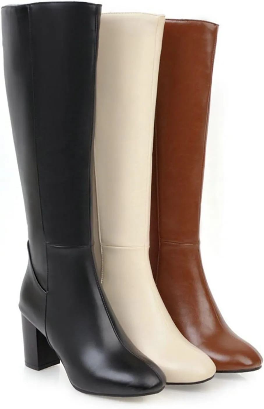 Knee High Boots Chunky Heel Boots Women's Thick High Heel Square Toe Fashionable Versatile Warm And Comfortable Boots