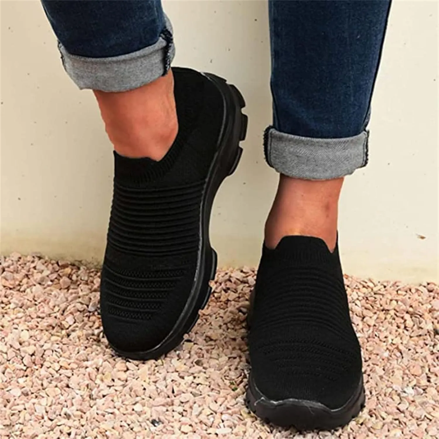 Ladmiple Walking Shoes Women Comfort Slip On Sneakers Tennis Workout Gym Shoes Non Slip Fashion Running Athletic Shoes