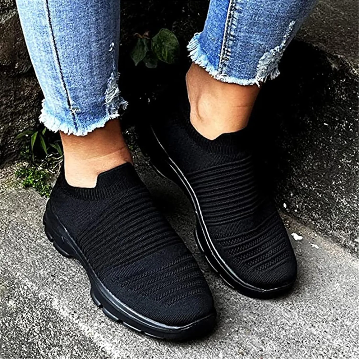 Ladmiple Walking Shoes Women Comfort Slip On Sneakers Tennis Workout Gym Shoes Non Slip Fashion Running Athletic Shoes