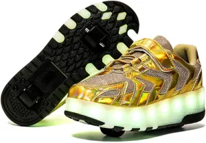 LED Kids Roller Skate Shoes USB Recharge Multiple Colour Automatic Retrectable Technical Light up Sneakers for Boys Girls Novel Gift
