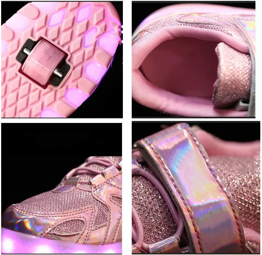 Led Light Roller Skate Sneakers with Wheels Girls Boys Shoes USB Rechargeable Dual Wheel Blinking Skate Sneaker Shoes Christmas