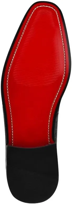 LIBERTYZENO Mens Crocodile Print Genuine Leather Adults Noble Penny Loafers Slip On Shoes for Prom Graduation