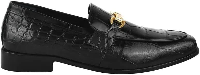LIBERTYZENO Mens Crocodile Print Genuine Leather Adults Noble Penny Loafers Slip On Shoes for Prom Graduation