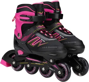lilaBelle]??Kids Roller Skates with LED Flh Wheels Adjustable Brthable Inline Skates for Boys & Girls, PU Shoproof Toe & Ergonomic Design, Ouoor/Indoor Skating Shoes with Comfortable Padding