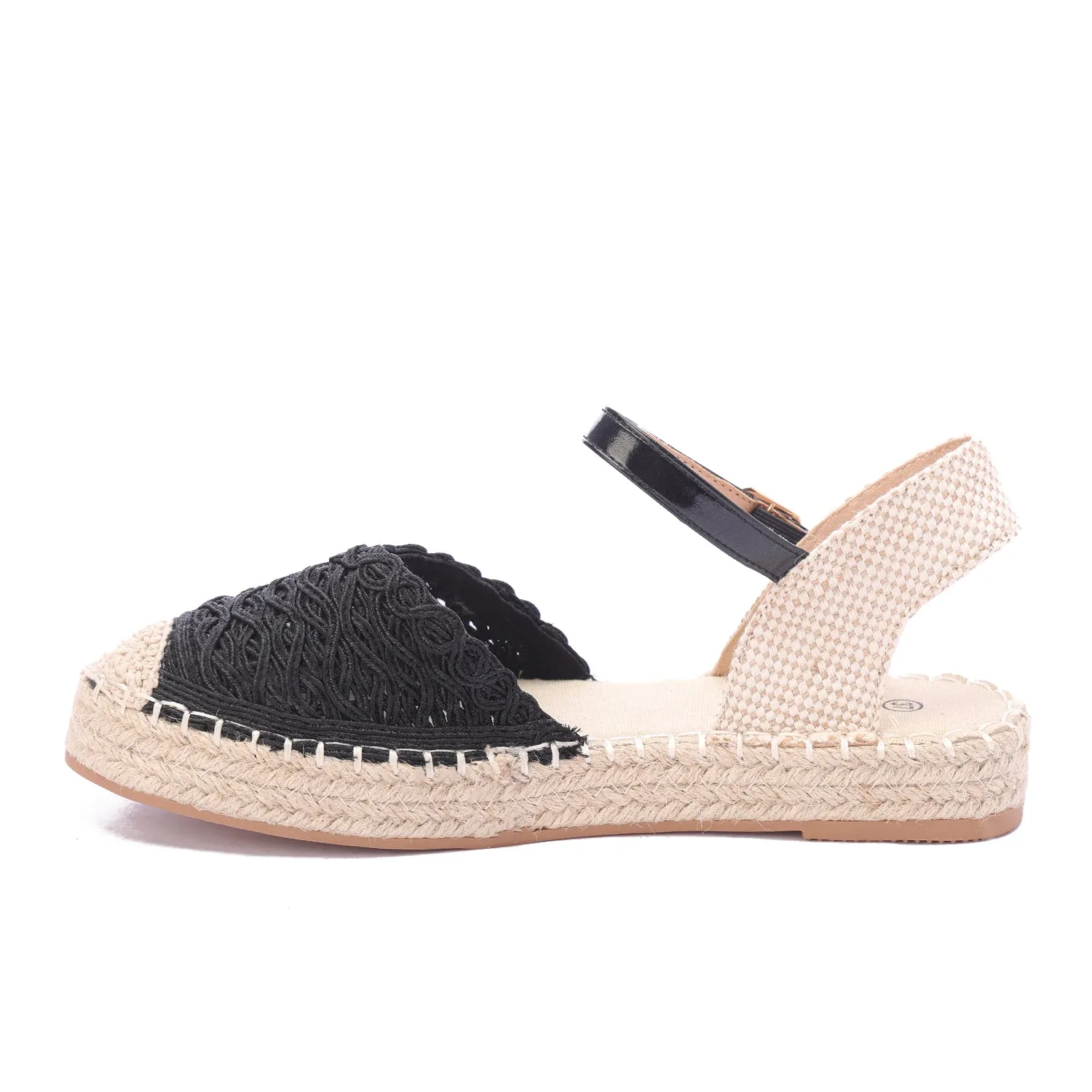 Marbella Lacework Espadrille - Black