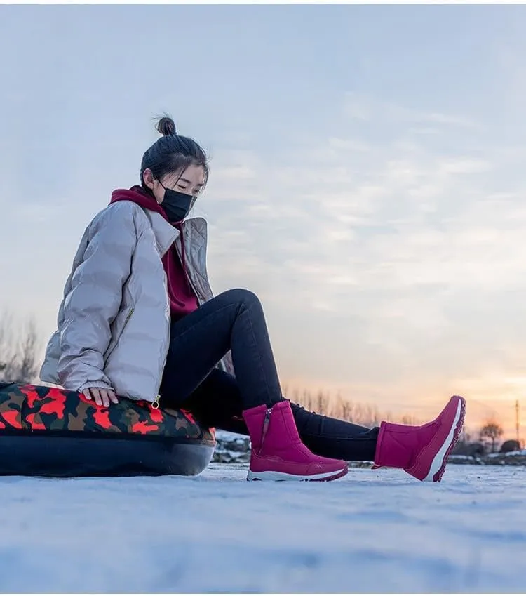 Men's and Women's Fur Lined Warm Outdoor Hiking Waterproof Winter Shoes,Waterproof Slip Resistant Lightweight Ankle Boots