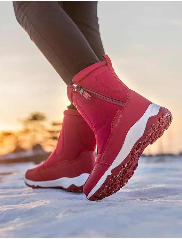 Men's and Women's Fur Lined Warm Outdoor Hiking Waterproof Winter Shoes,Waterproof Slip Resistant Lightweight Ankle Boots