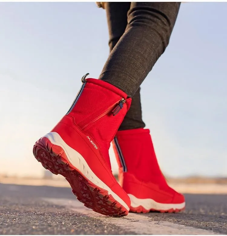 Men's and Women's Fur Lined Warm Outdoor Hiking Waterproof Winter Shoes,Waterproof Slip Resistant Lightweight Ankle Boots