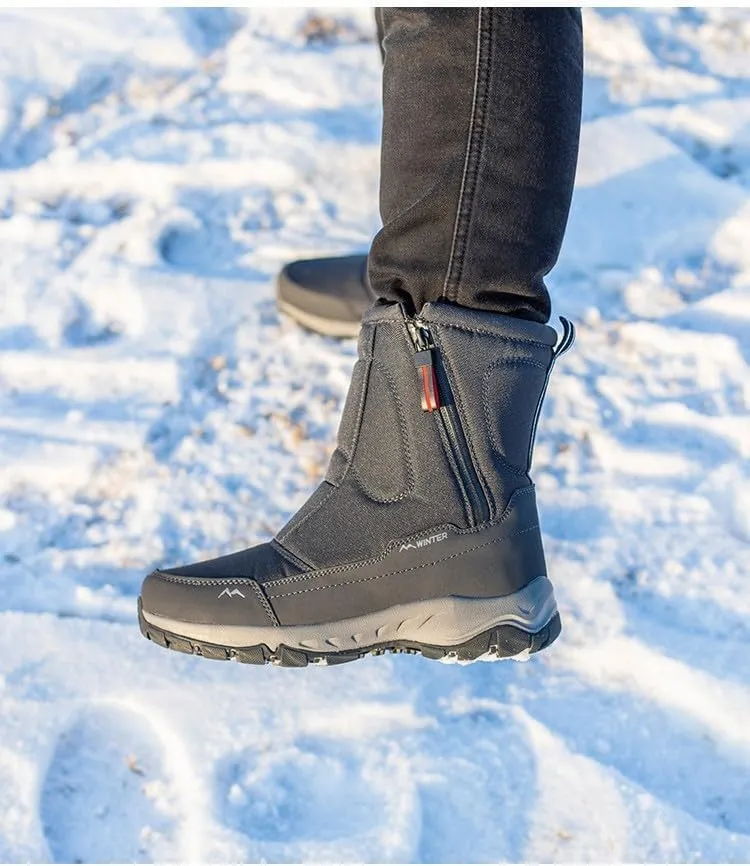Men's and Women's Fur Lined Warm Outdoor Hiking Waterproof Winter Shoes,Waterproof Slip Resistant Lightweight Ankle Boots