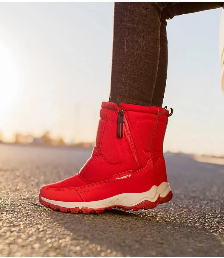 Men's and Women's Fur Lined Warm Outdoor Hiking Waterproof Winter Shoes,Waterproof Slip Resistant Lightweight Ankle Boots