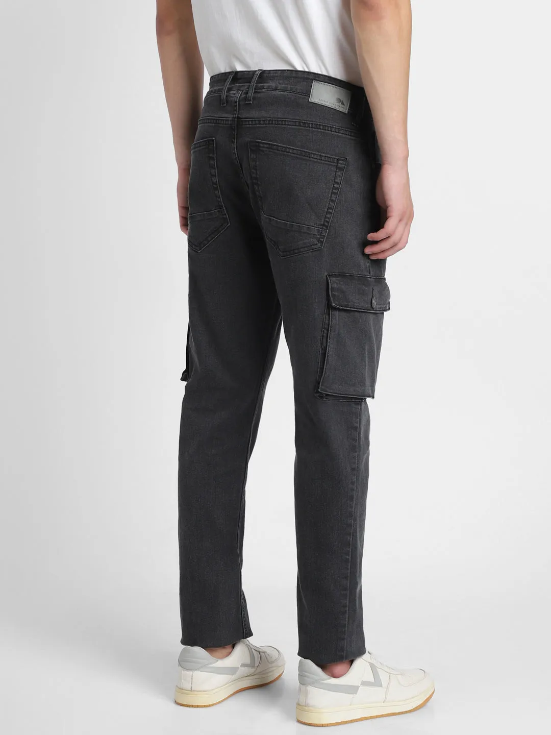 Men's Cargo Straight Rinse Black Stretchable Jeans