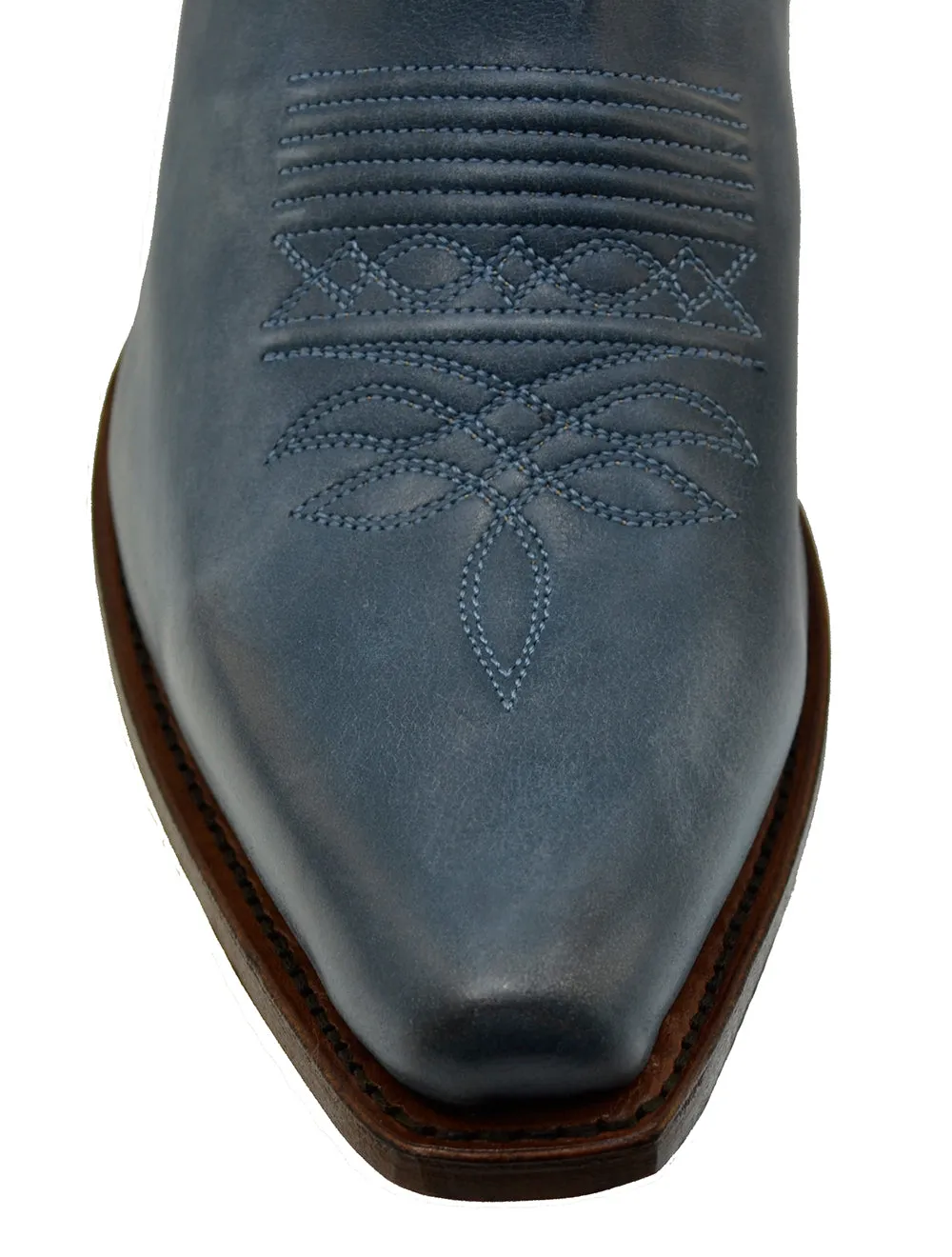 Men's Cowboy Boots Sendra 6479 Blue Leather Cuban Heel