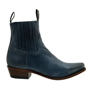 Men's Cowboy Boots Sendra 6479 Blue Leather Cuban Heel