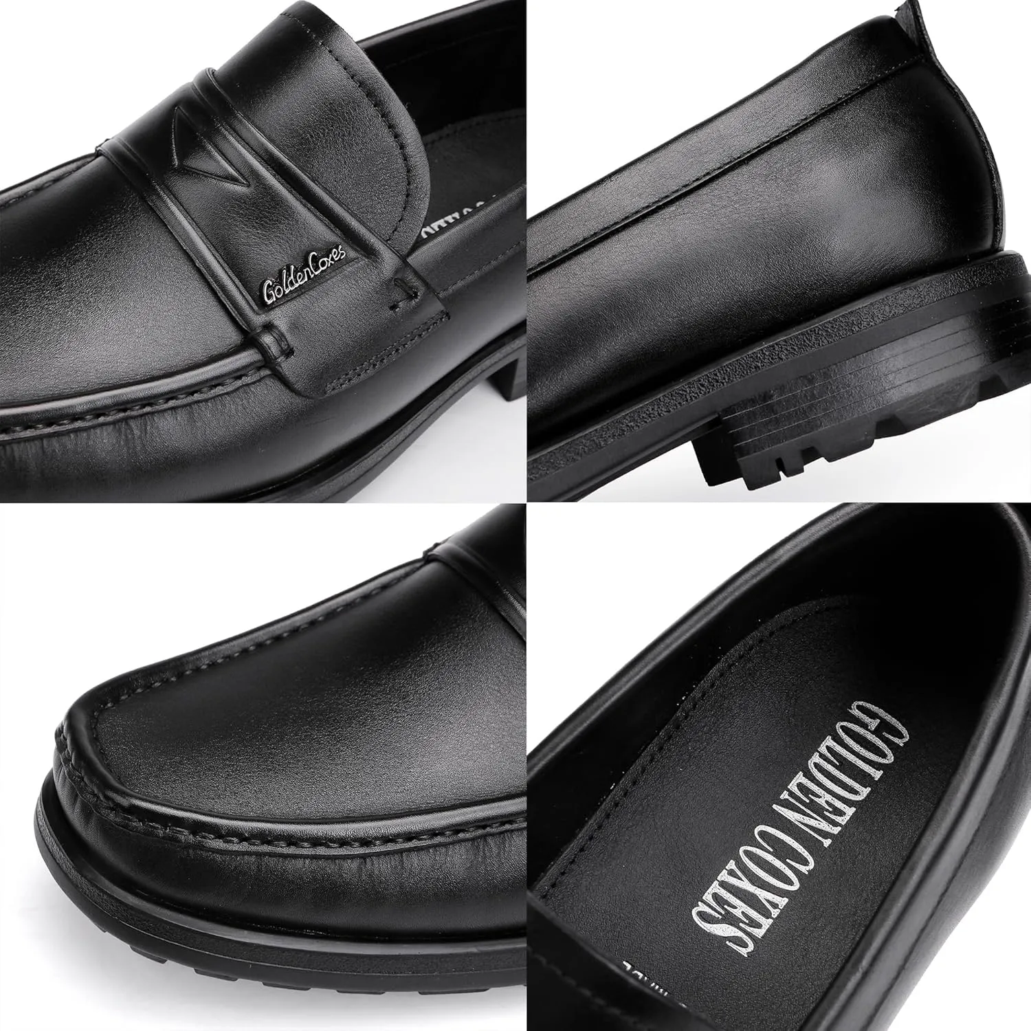 Mens Leather Loafers Casual Penny Loafers for Mens Soft Thick Sole Slip on Dress Shoe Wedding Party Business Formal Shoe
