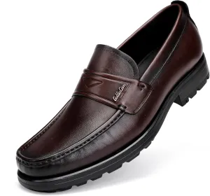 Mens Leather Loafers Casual Penny Loafers for Mens Soft Thick Sole Slip on Dress Shoe Wedding Party Business Formal Shoe