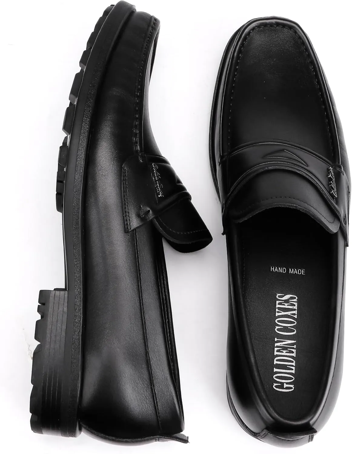 Mens Leather Loafers Casual Penny Loafers for Mens Soft Thick Sole Slip on Dress Shoe Wedding Party Business Formal Shoe