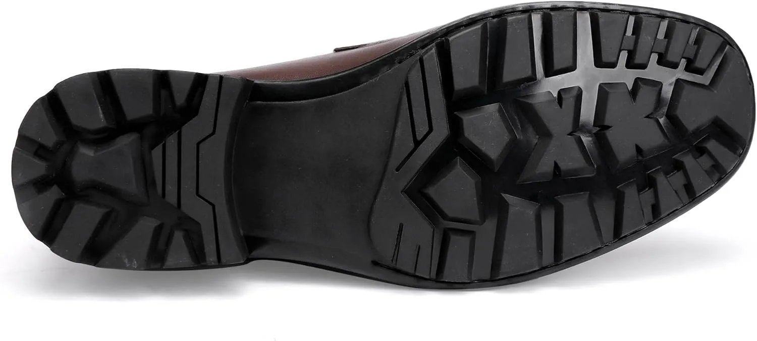 Mens Leather Loafers Casual Penny Loafers for Mens Soft Thick Sole Slip on Dress Shoe Wedding Party Business Formal Shoe
