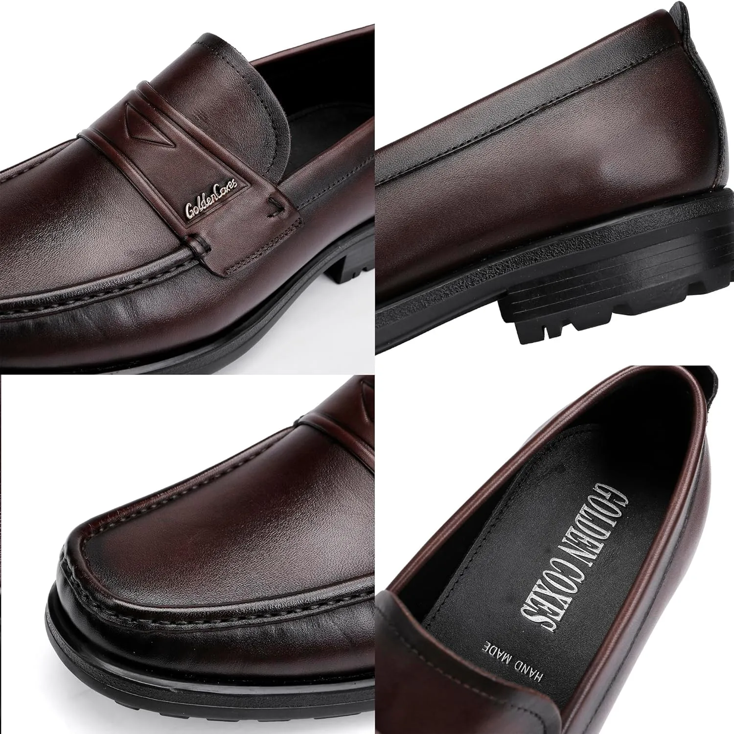 Mens Leather Loafers Casual Penny Loafers for Mens Soft Thick Sole Slip on Dress Shoe Wedding Party Business Formal Shoe
