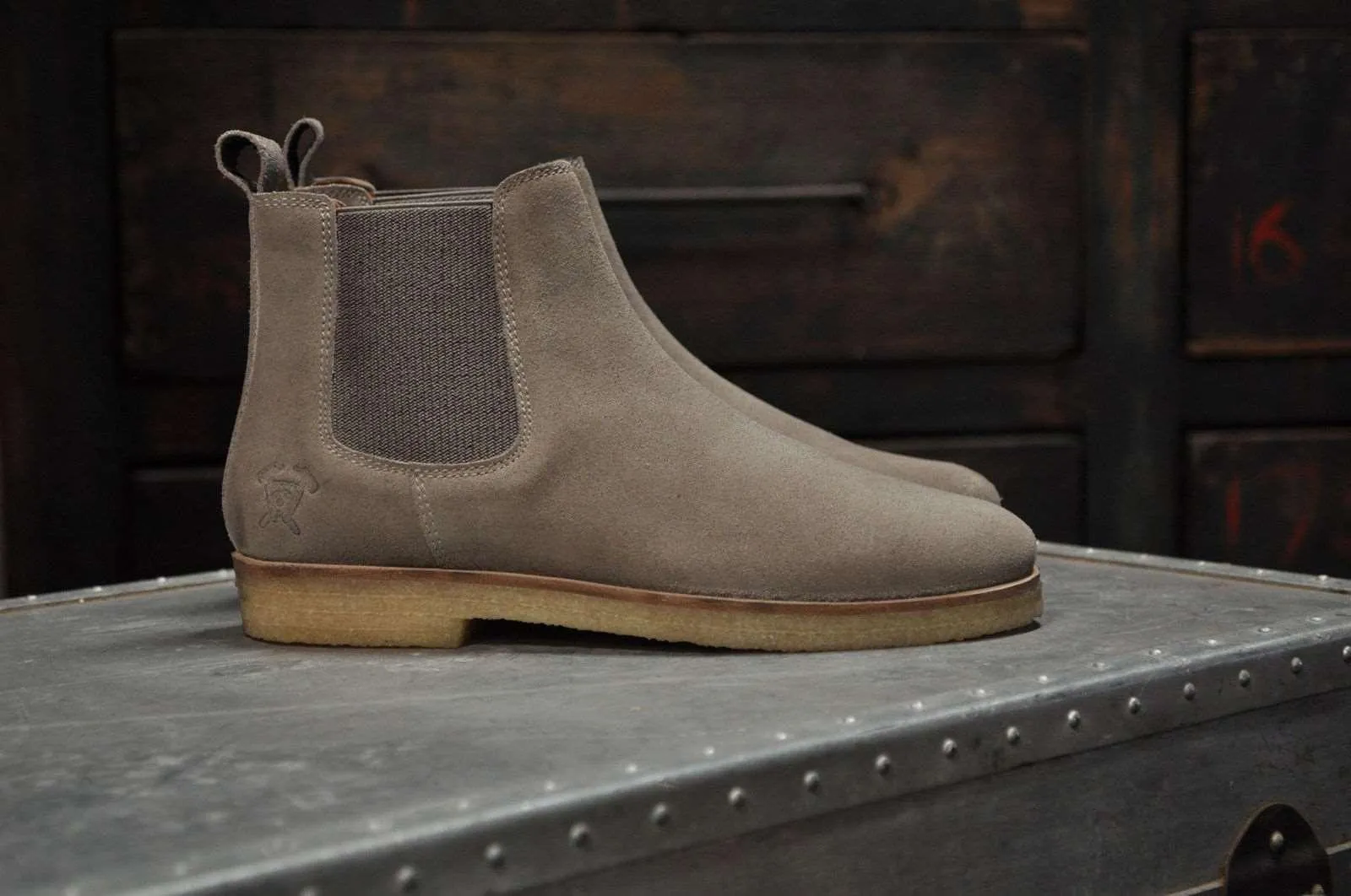 Men's Light Gray Suede Chelsea Boots