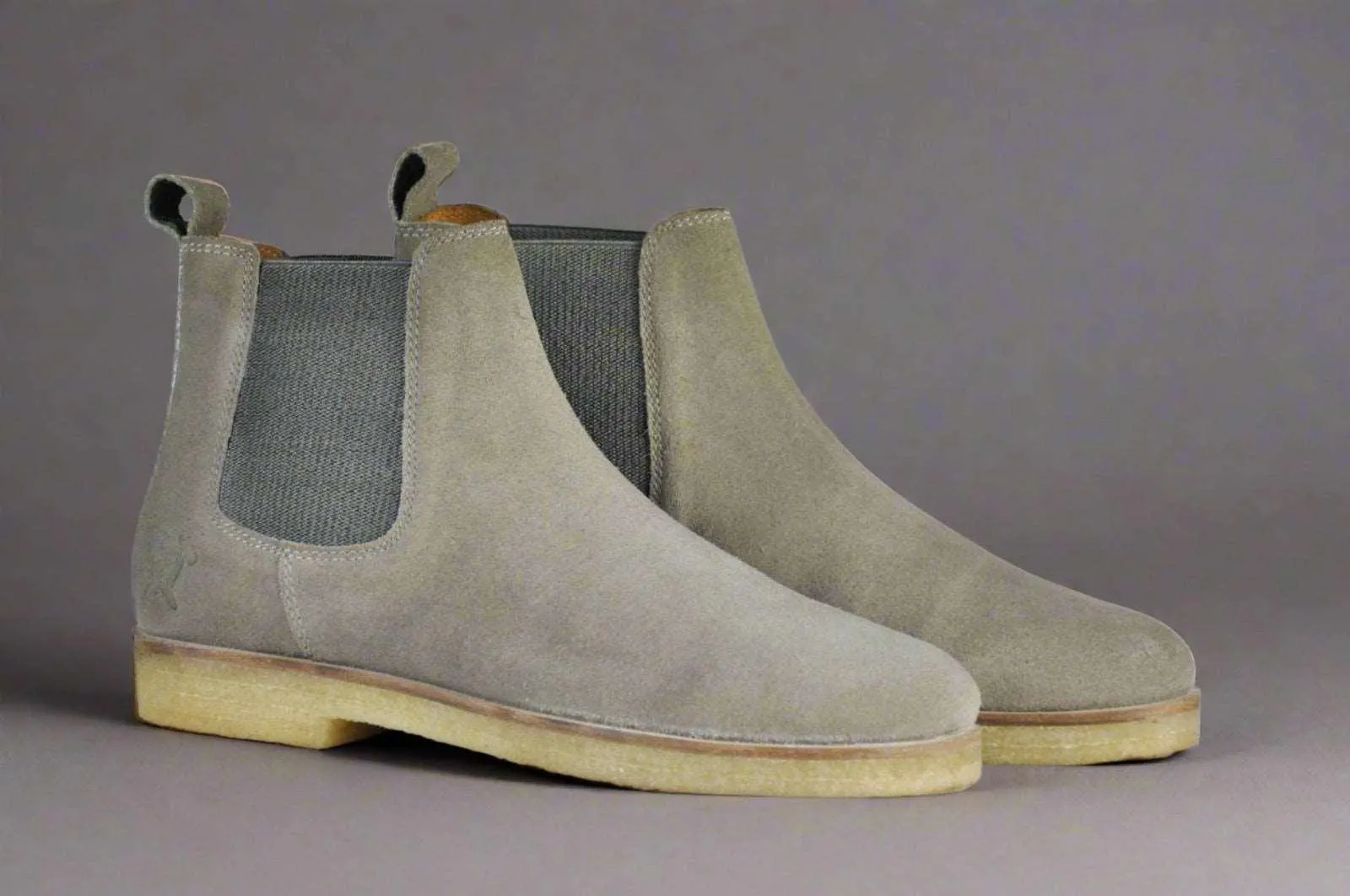 Men's Light Gray Suede Chelsea Boots
