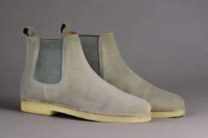 Men's Light Gray Suede Chelsea Boots