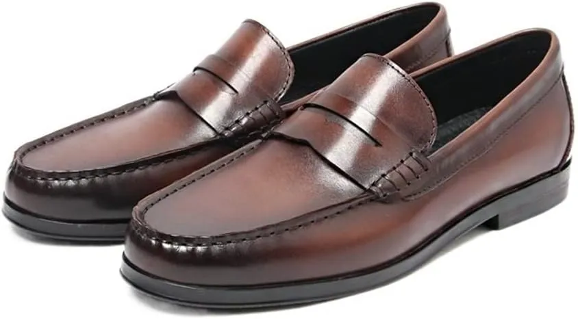 Men's Loafers Penny Loafers Round Toe Simple Lightweight Leather Lightweight Flexible Flat Heel Casual Party Slip-ons