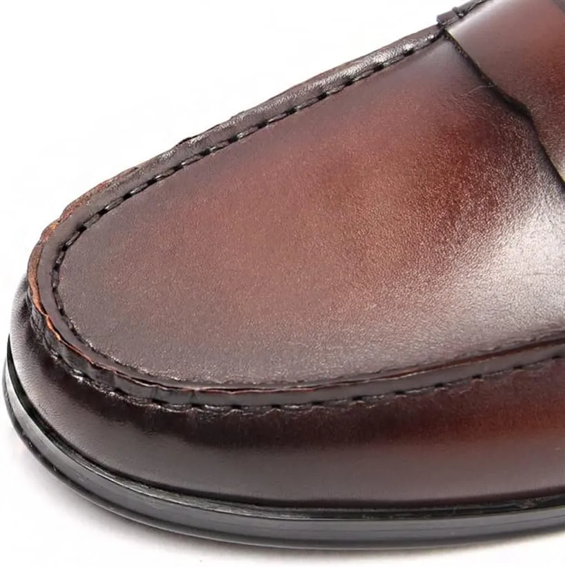 Men's Loafers Penny Loafers Round Toe Simple Lightweight Leather Lightweight Flexible Flat Heel Casual Party Slip-ons