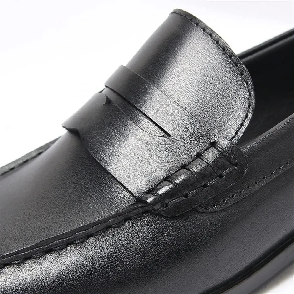 Men's Loafers Penny Loafers Round Toe Simple Lightweight Leather Lightweight Flexible Flat Heel Casual Party Slip-ons