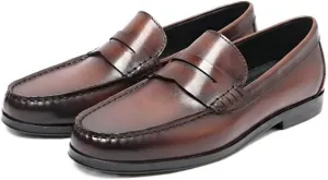 Men's Loafers Penny Loafers Round Toe Simple Lightweight Leather Lightweight Flexible Flat Heel Casual Party Slip-ons