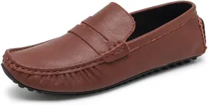 Mens Loafers Shoe Round Toe Faux Leather Penny Driving Loafers Comfortable Flat Heel Lightweight Walking Prom Slip On