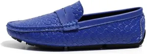 Mens Loafers Shoe Square Toe Vegan Leather Stone Pattern Penny Loafers Anti-Slip Flexible Comfortable Wedding Prom Slip-ons