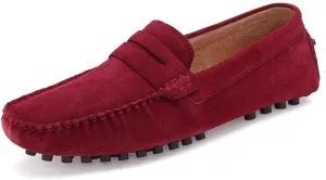 Men's Loafers Shoes Round Toe Nubuck Leather Penny Driving Loafers Flexible Lightweight Flat Heel Party Slip-on