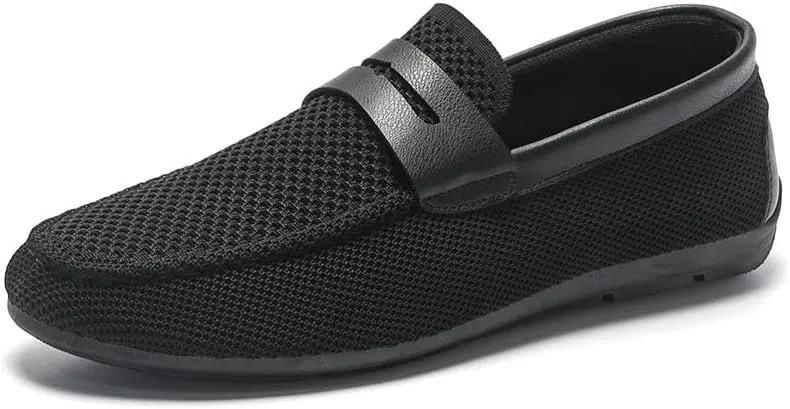 Men's Loafers Shoes Solid Color Breathable Hollowed-Out Penny Loafers Comfortable Anti-Slip Flexible Prom Party Slip-ons
