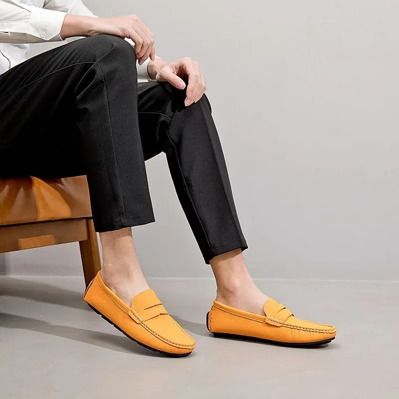 Mens Loafers Simple Round Toe Solid Color Faux Leather Penny Driving Loafers Flexible Anti-Slip Slip Resistant Walking Slip-ons