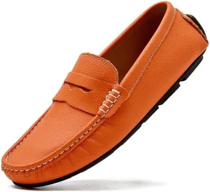 Mens Loafers Simple Round Toe Solid Color Faux Leather Penny Driving Loafers Flexible Anti-Slip Slip Resistant Walking Slip-ons
