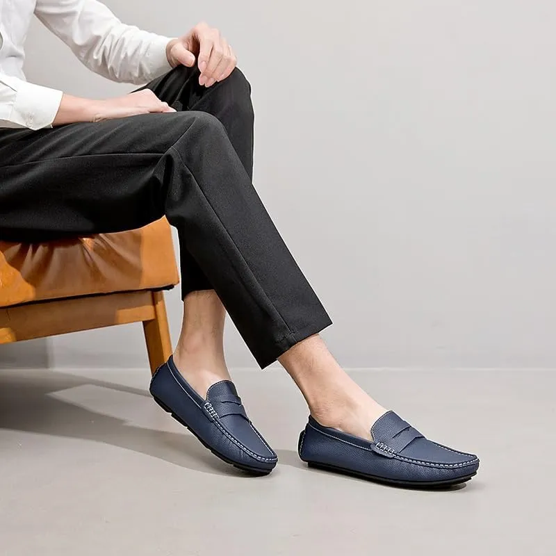 Mens Loafers Simple Round Toe Solid Color Faux Leather Penny Driving Loafers Flexible Anti-Slip Slip Resistant Walking Slip-ons