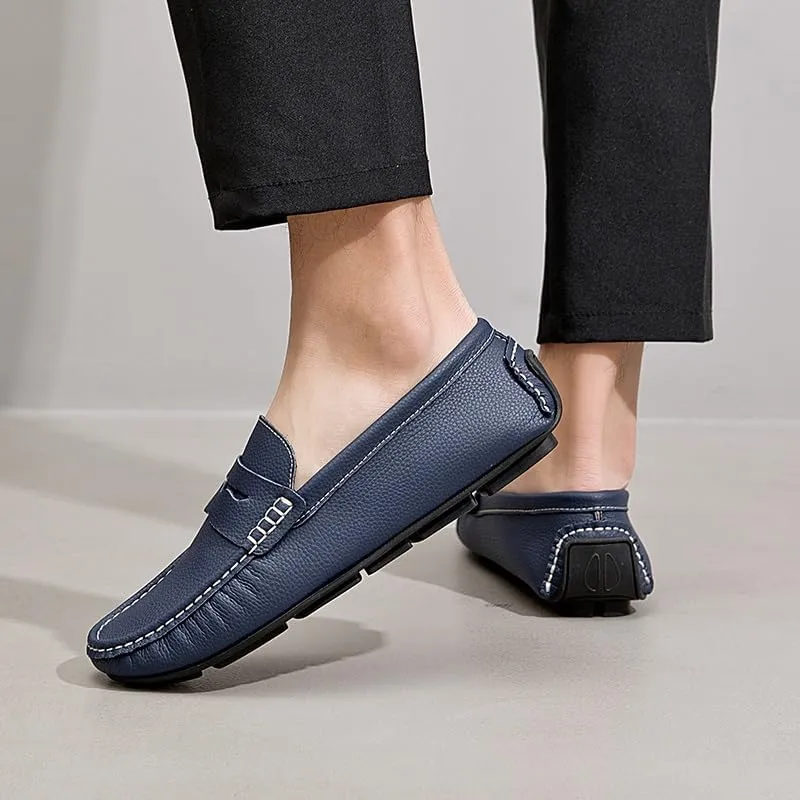 Mens Loafers Simple Round Toe Solid Color Faux Leather Penny Driving Loafers Flexible Anti-Slip Slip Resistant Walking Slip-ons